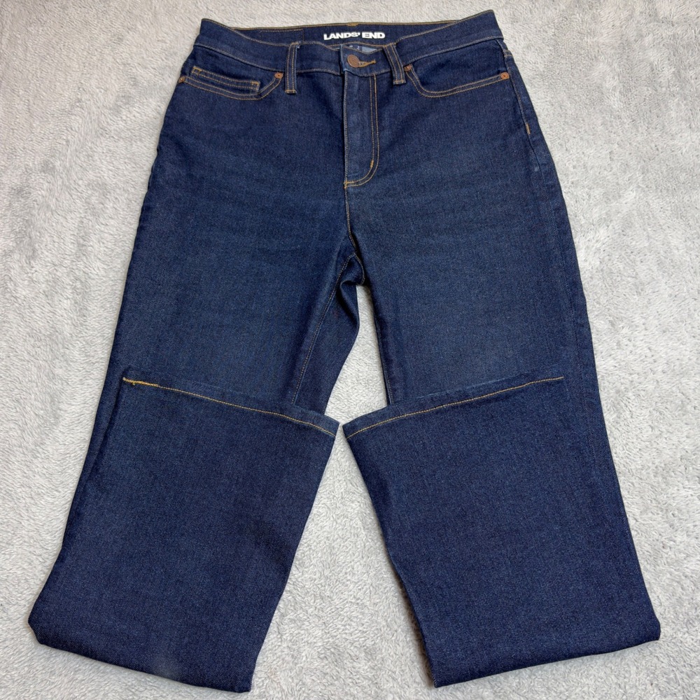 Lands End Straight Leg Jeans Womens 6 Blue Denim Stretch Casual Classic 28/27